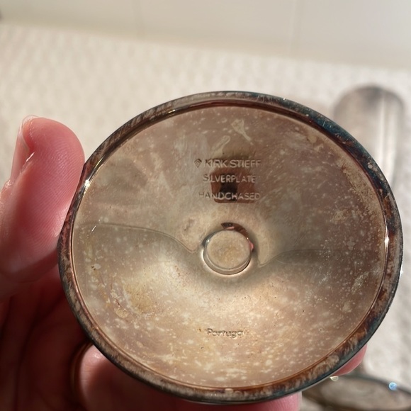 LENOX Kirk Stieff Collection Silver Plated Scolloped Flute Goblets From Portugal - Picture 5 of 7